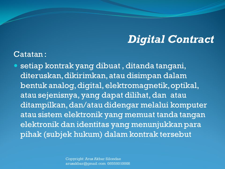 Digital Contract Catatan :