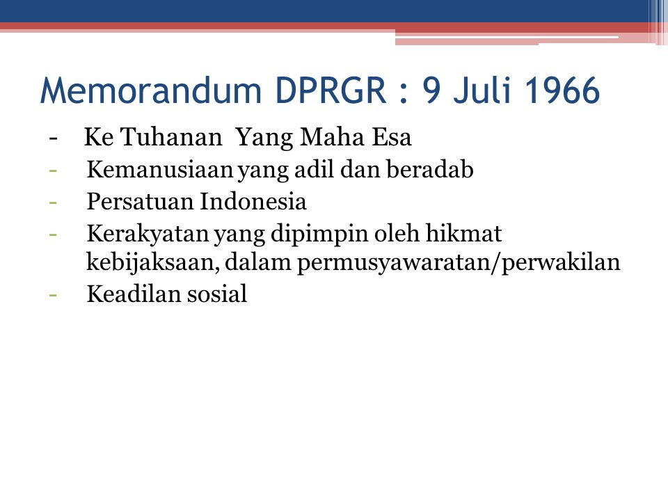 Memorandum DPRGR : 9 Juli 1966