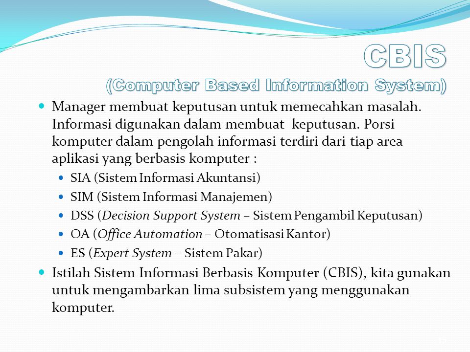 CBIS (Computer Based Information System)