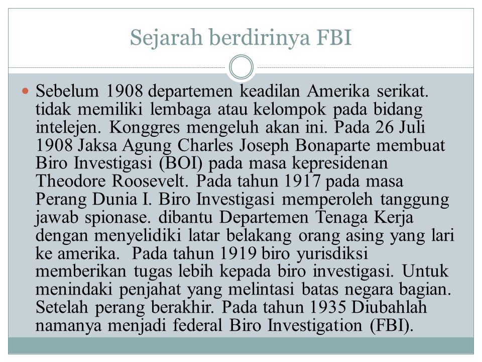 Sejarah berdirinya FBI