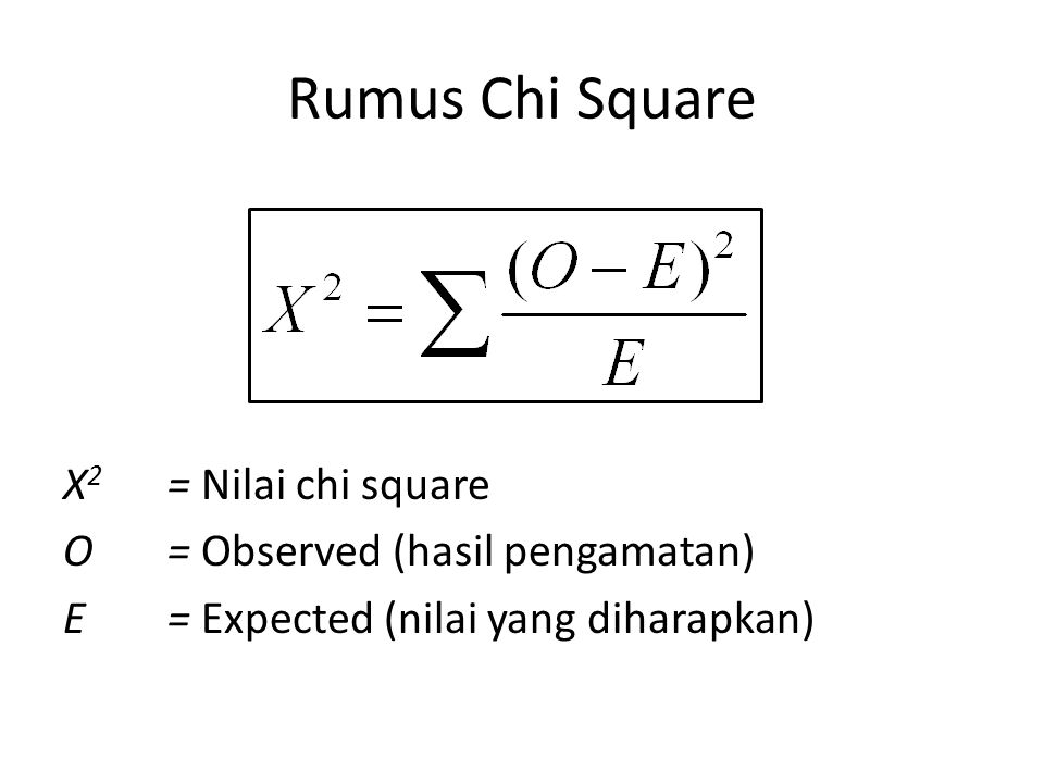 Rumus Chi Square X2 = Nilai chi square O = Observed (hasil pengamatan)