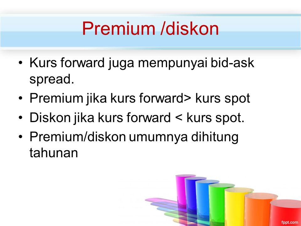 Premium /diskon Kurs forward juga mempunyai bid-ask spread.
