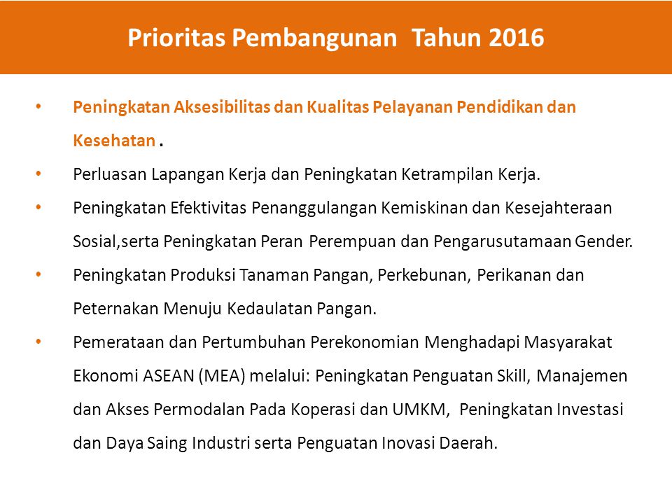 Prioritas Pembangunan Tahun 2016