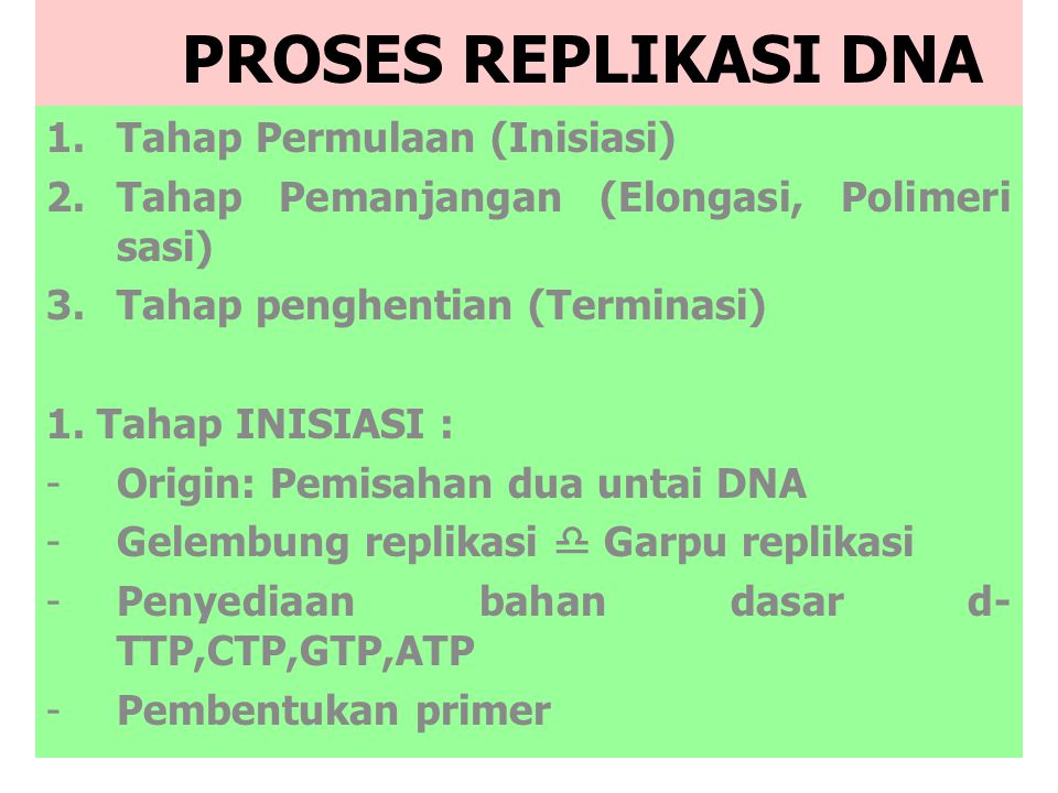 PROSES REPLIKASI DNA Tahap Permulaan (Inisiasi)