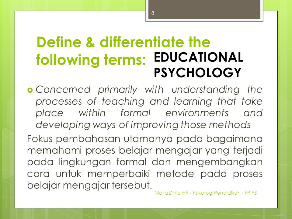 Define & differentiate the following terms: