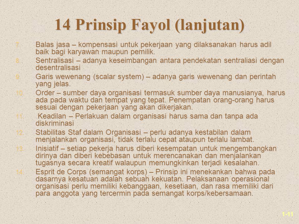 14 Prinsip Fayol (lanjutan)
