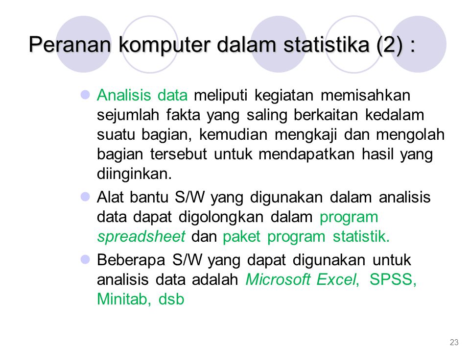 Peranan komputer dalam statistika (2) :