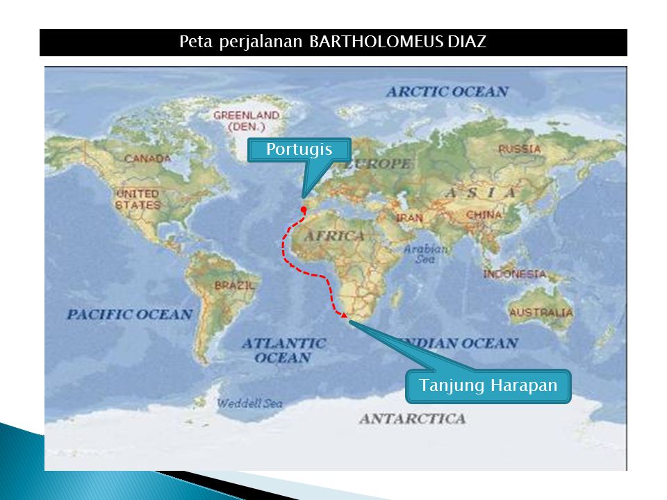 Peta perjalanan BARTHOLOMEUS DIAZ