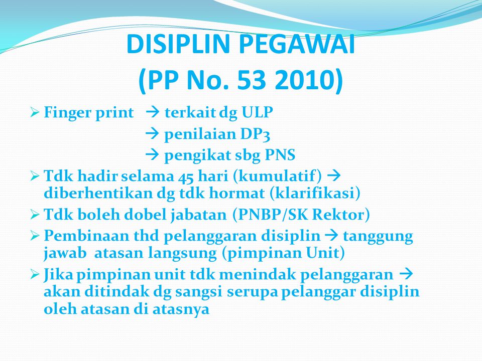 DISIPLIN PEGAWAI (PP No )