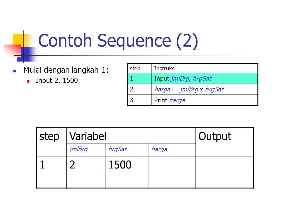 Contoh Sequence (2) step Variabel Output