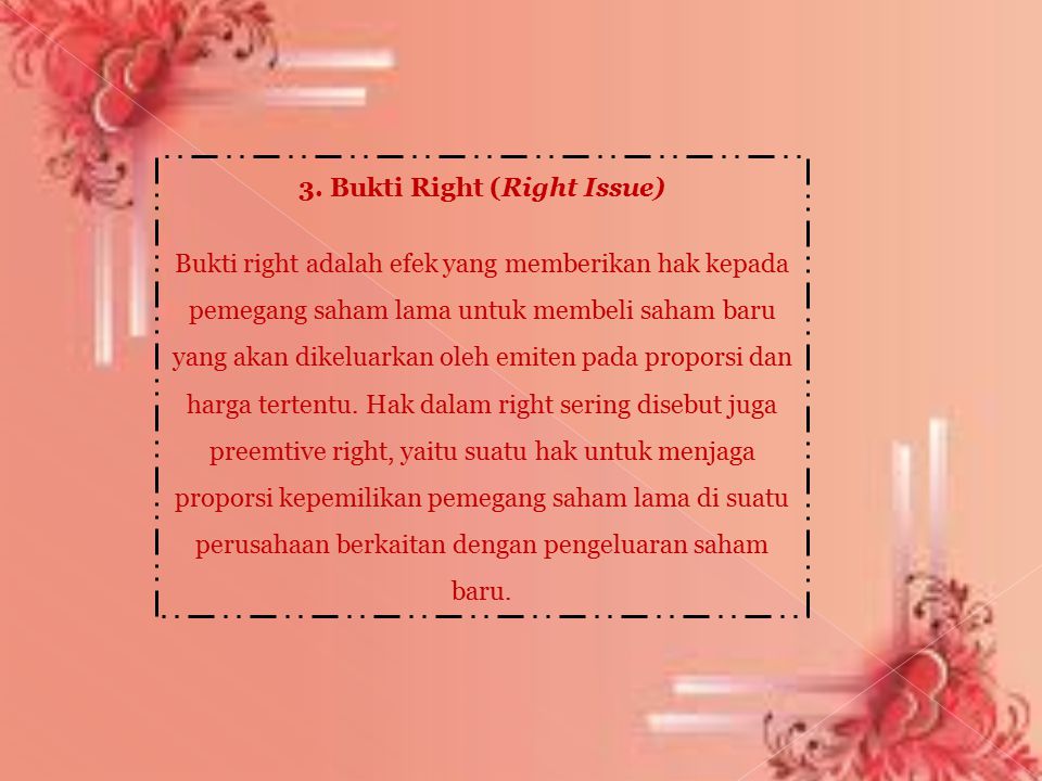 3. Bukti Right (Right Issue)