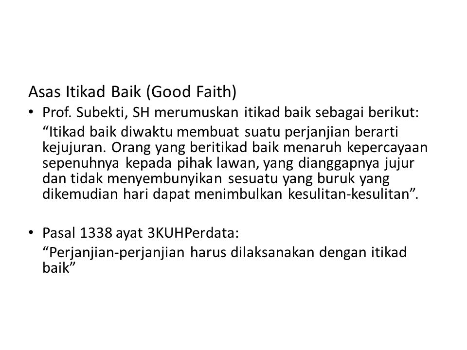 Asas Itikad Baik (Good Faith)