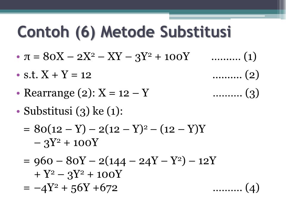 Contoh (6) Metode Substitusi