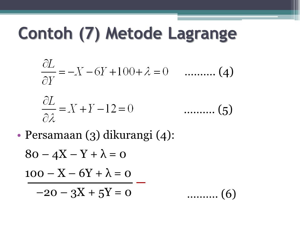 Contoh (7) Metode Lagrange