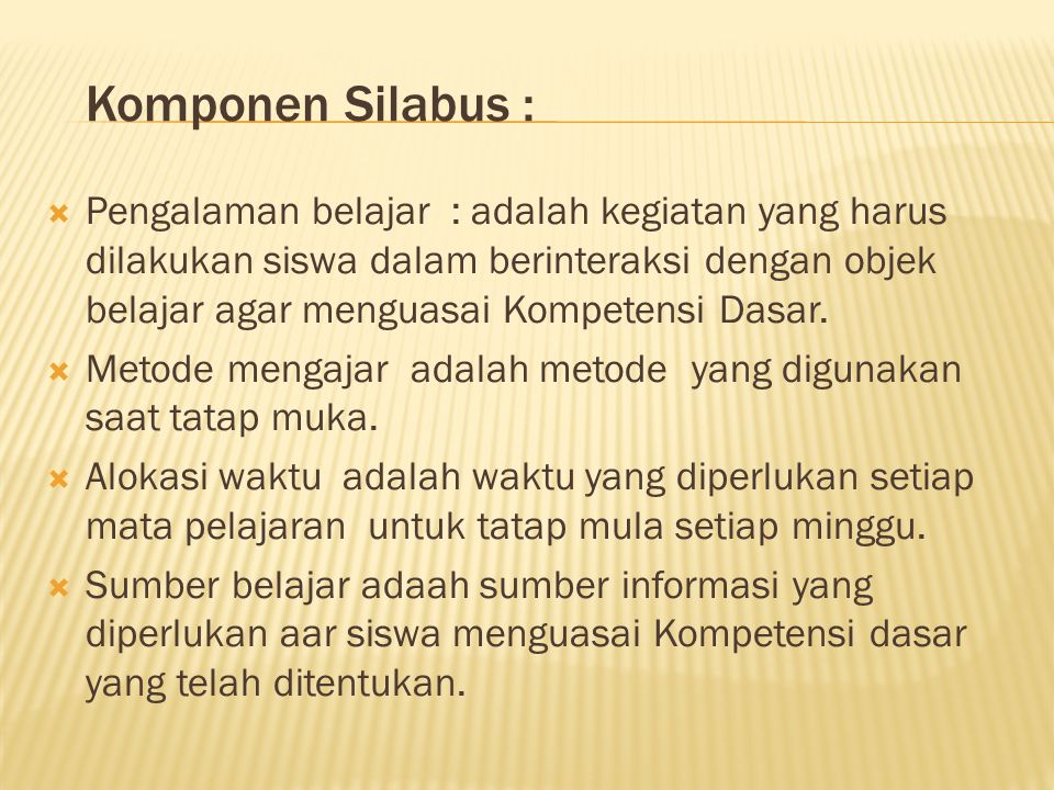 Komponen Silabus :