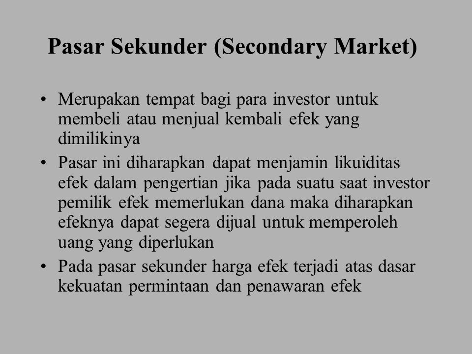 Pasar Sekunder (Secondary Market)