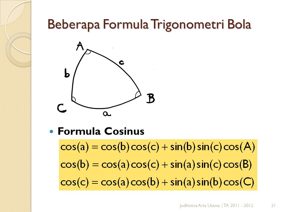 Beberapa Formula Trigonometri Bola