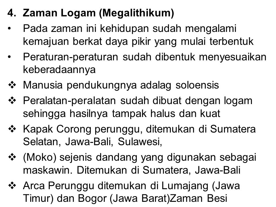 Zaman Logam (Megalithikum)