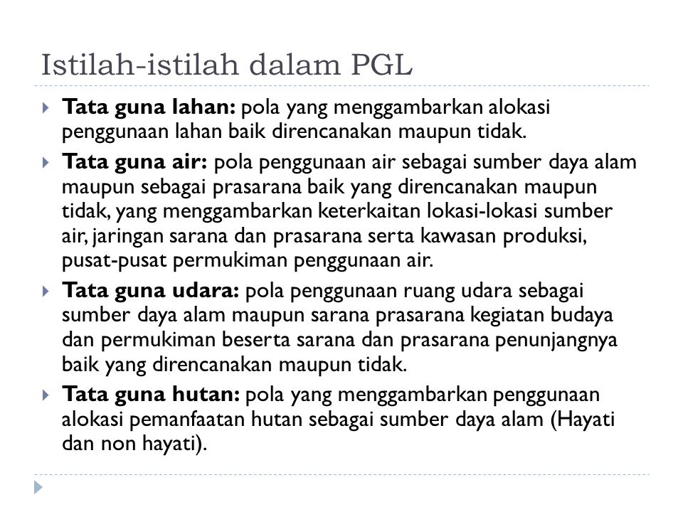 Istilah-istilah dalam PGL