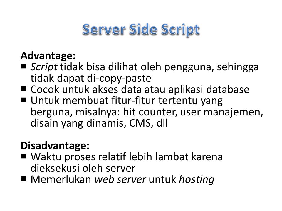 Server Side Script Advantage: