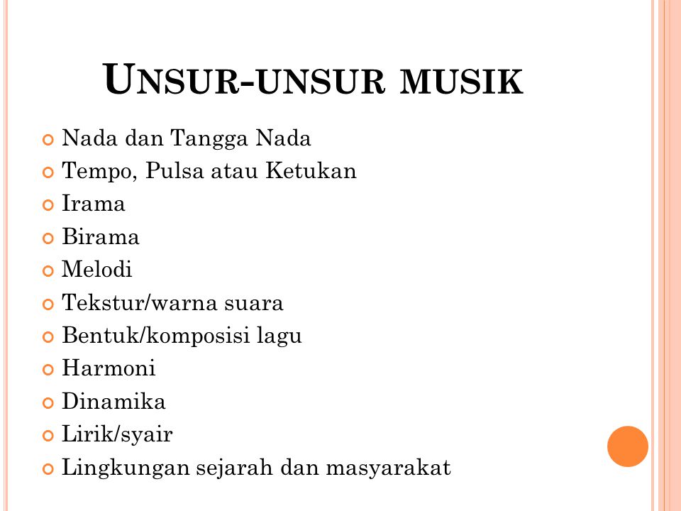 Unsur-unsur musik Nada dan Tangga Nada Tempo, Pulsa atau Ketukan Irama
