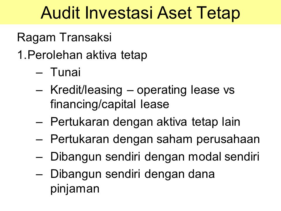 Audit Investasi Aset Tetap