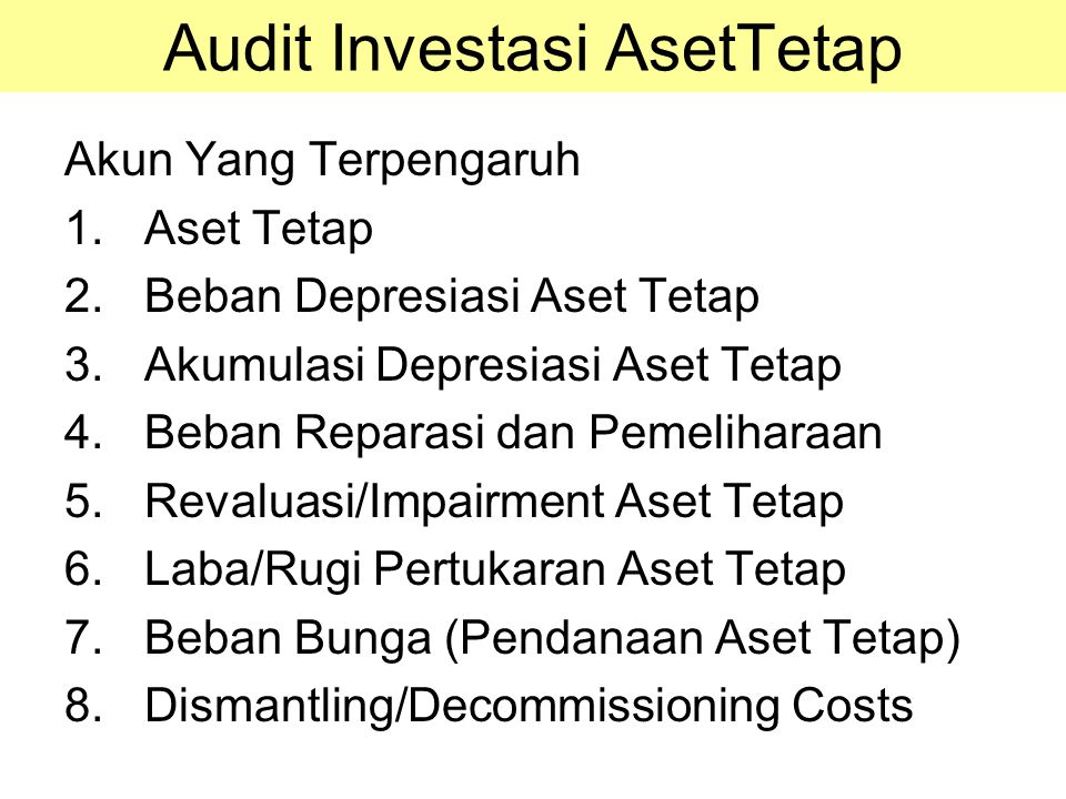 Audit Investasi AsetTetap