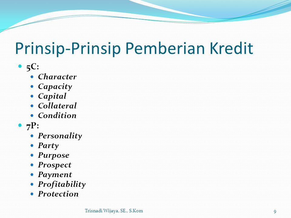Prinsip-Prinsip Pemberian Kredit