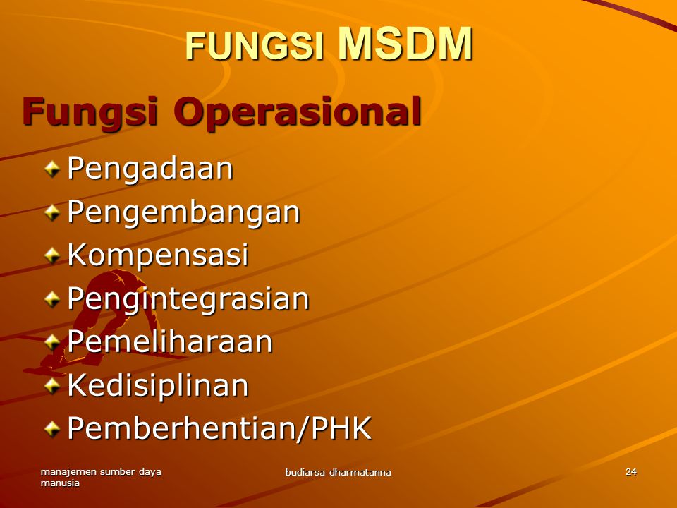 FUNGSI MSDM Fungsi Operasional Pengadaan Pengembangan Kompensasi