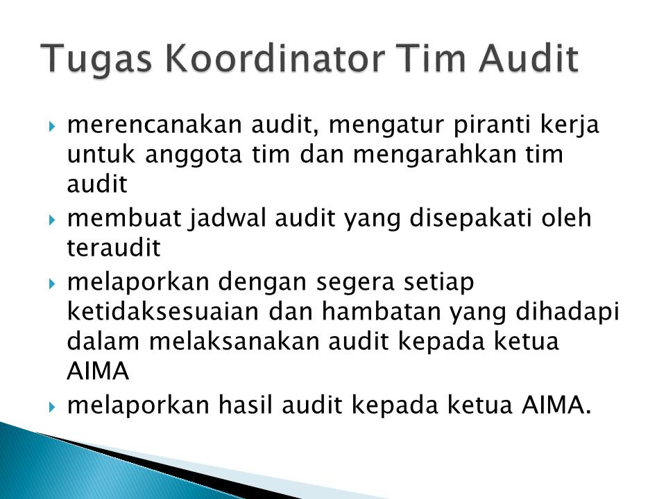 Tugas Koordinator Tim Audit