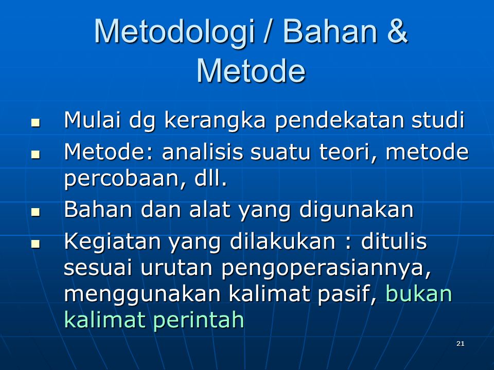Metodologi / Bahan & Metode
