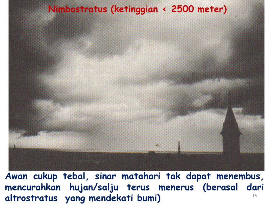 Nimbostratus (ketinggian ‹ 2500 meter)