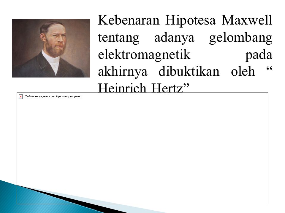 Kebenaran Hipotesa Maxwell tentang adanya gelombang elektromagnetik pada akhirnya dibuktikan oleh Heinrich Hertz