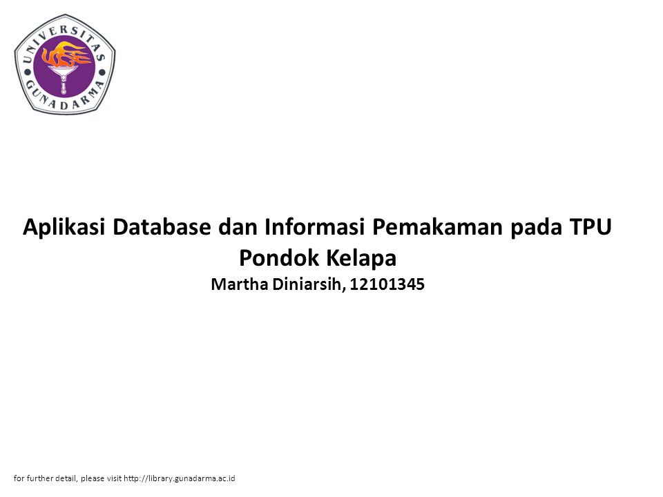 Aplikasi Database dan Informasi Pemakaman pada TPU Pondok Kelapa Martha Diniarsih,
