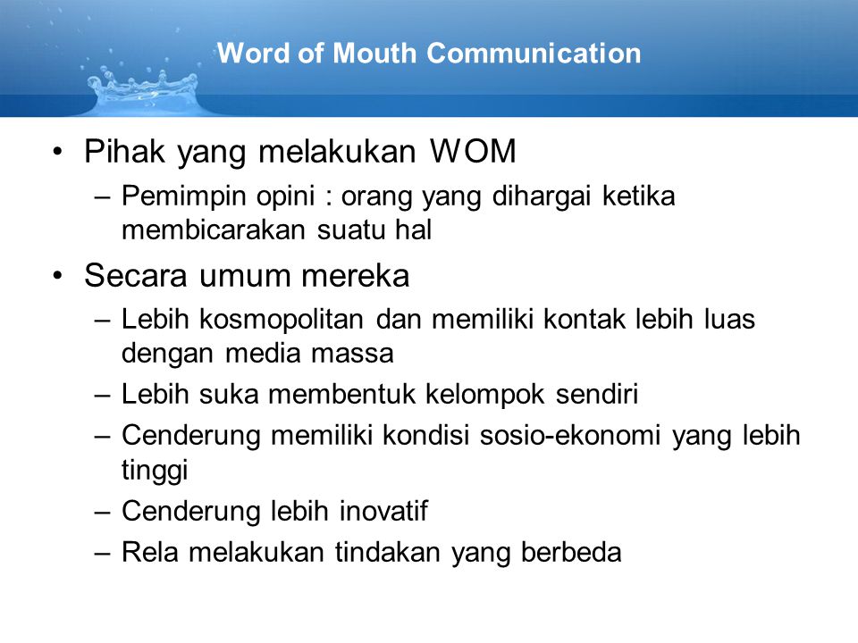 Word of Mouth Communication