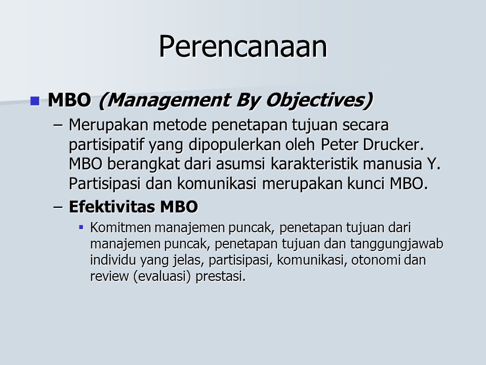 Perencanaan MBO (Management By Objectives)
