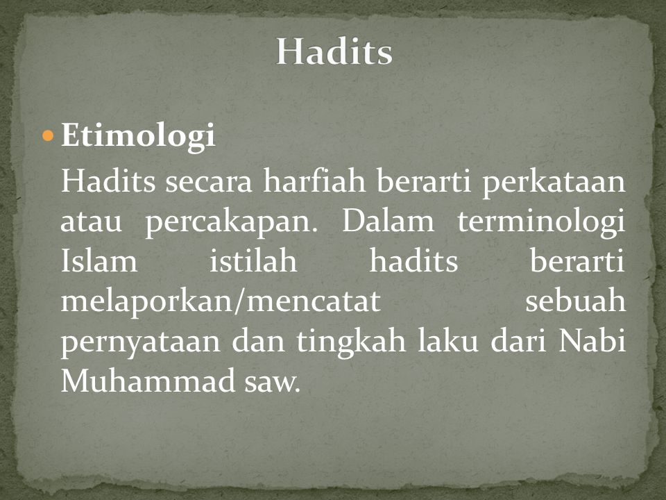 Hadits Etimologi.
