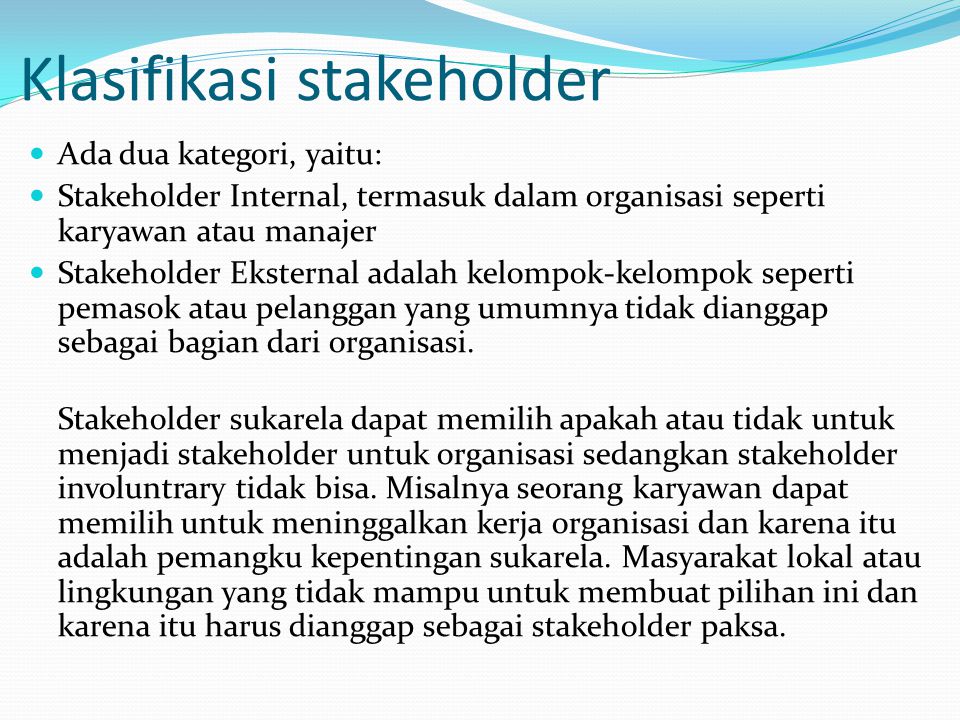 Klasifikasi stakeholder