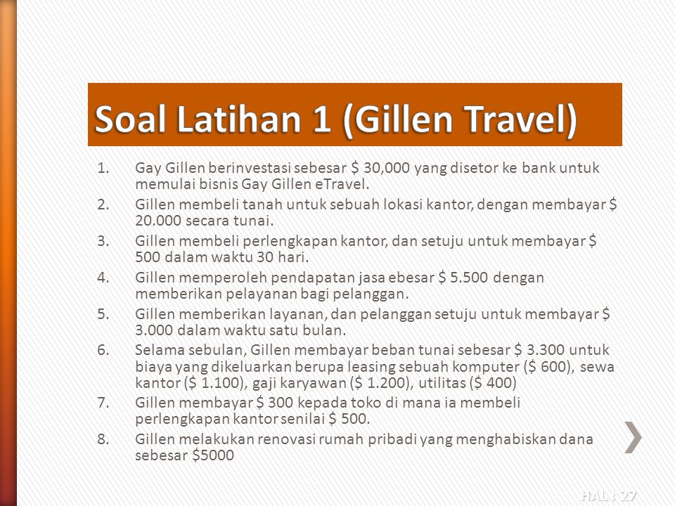 Soal Latihan 1 (Gillen Travel)