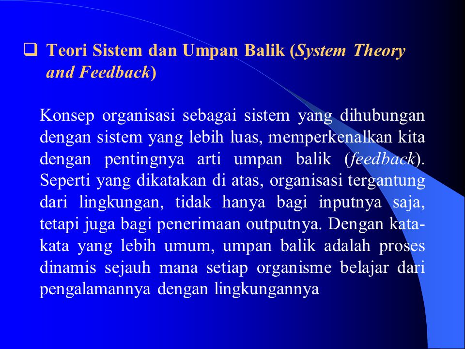 Teori Sistem dan Umpan Balik (System Theory and Feedback)