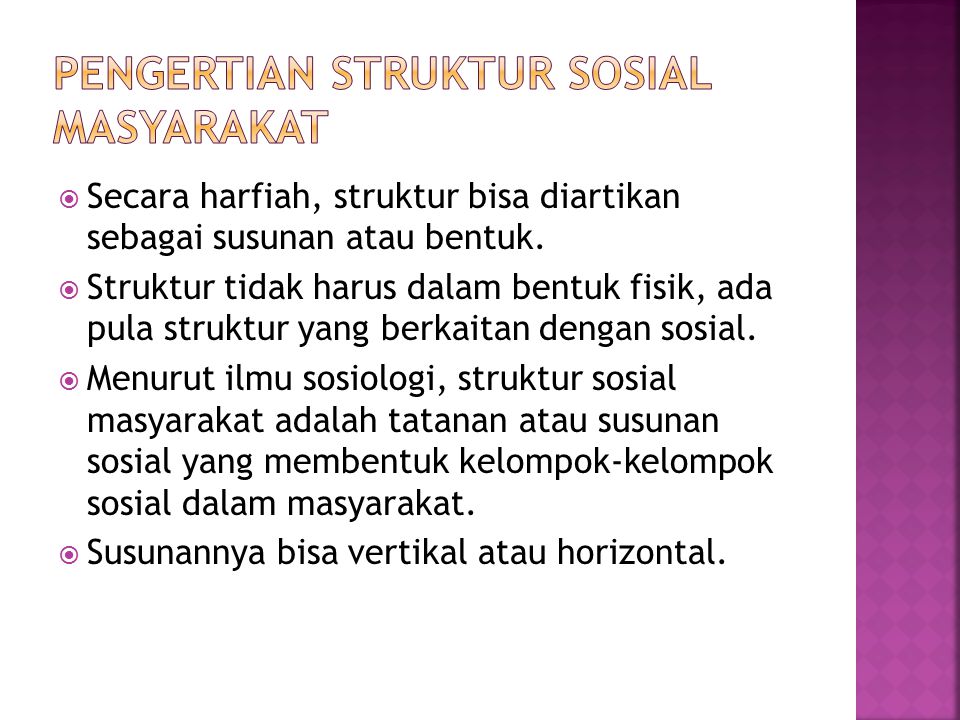 Pengertian struktur sosial masyarakat