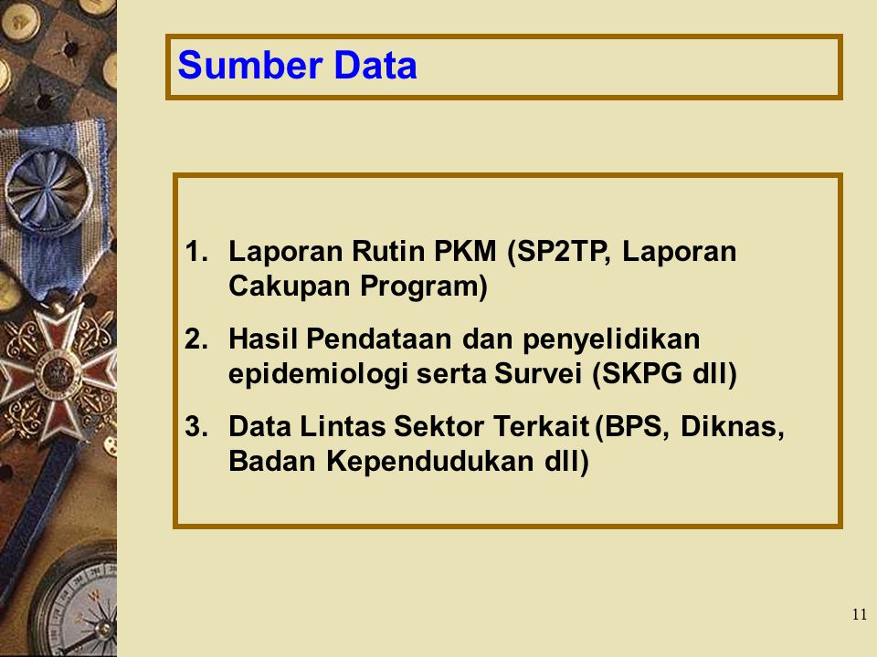 Sumber Data Laporan Rutin PKM (SP2TP, Laporan Cakupan Program)