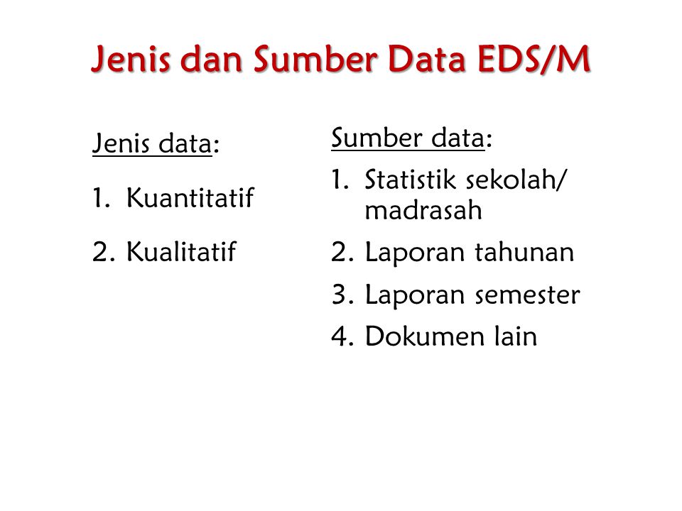 Jenis dan Sumber Data EDS/M