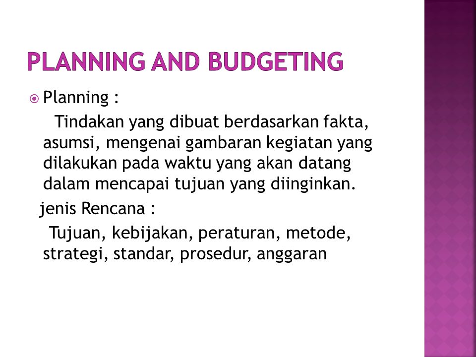 Planning and Budgeting