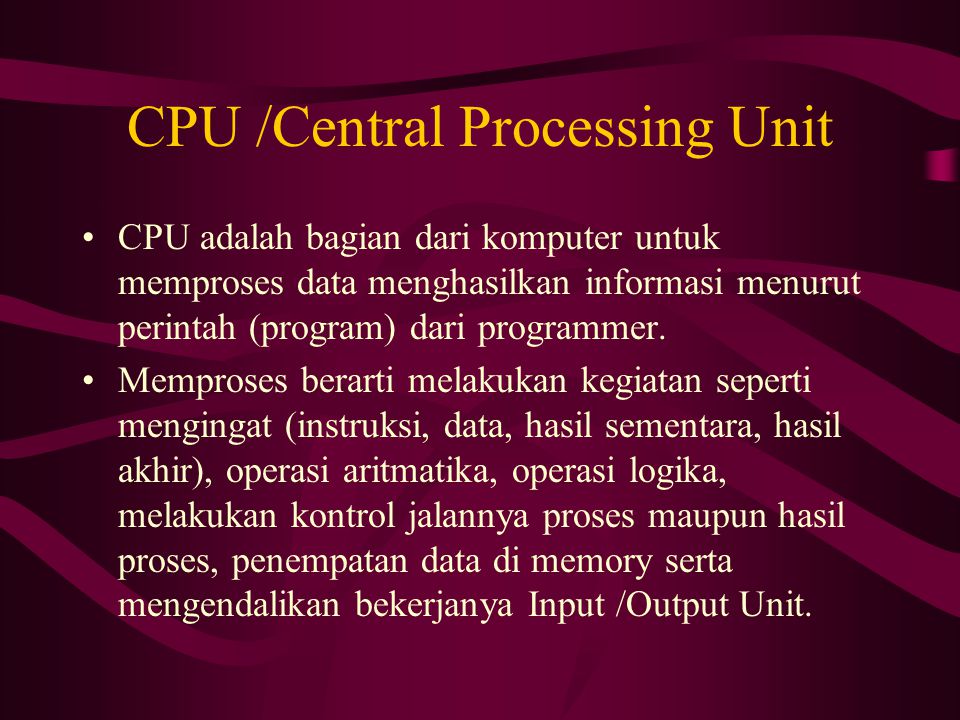 CPU /Central Processing Unit