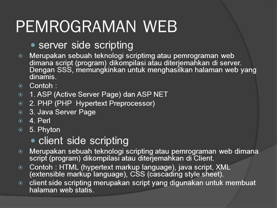 PEMROGRAMAN WEB server side scripting client side scripting