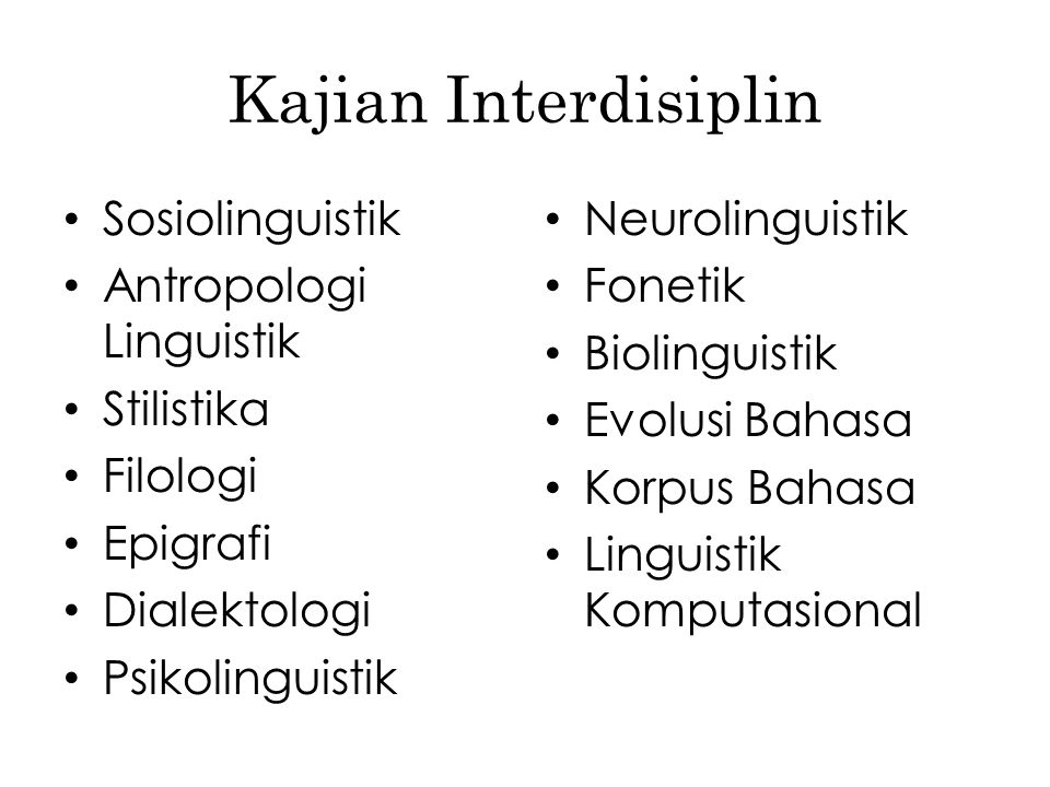 Kajian Interdisiplin Sosiolinguistik Antropologi Linguistik Stilistika