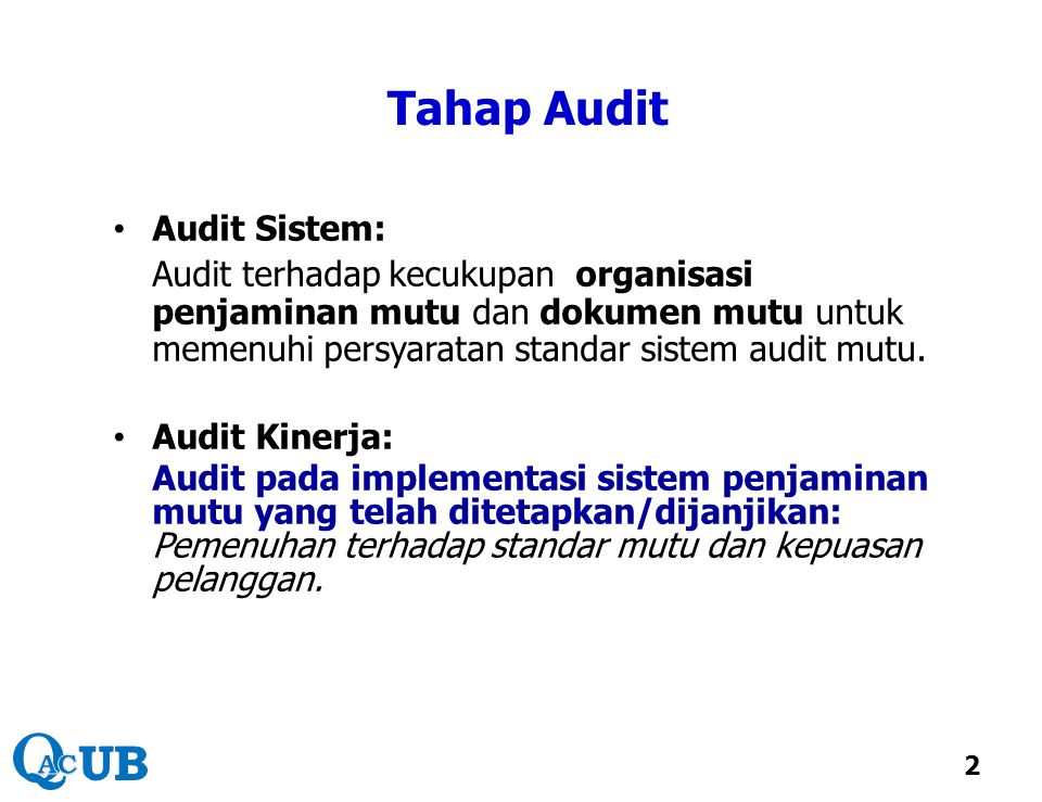 Tahap Audit Audit Sistem: