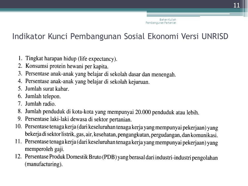 Indikator Kunci Pembangunan Sosial Ekonomi Versi UNRISD