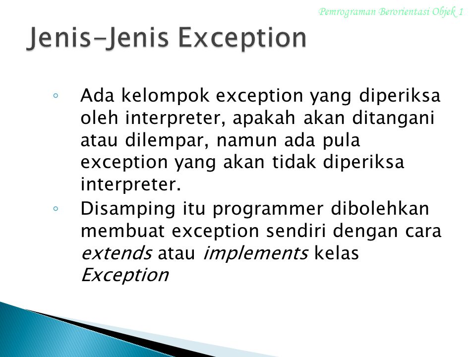 Jenis-Jenis Exception